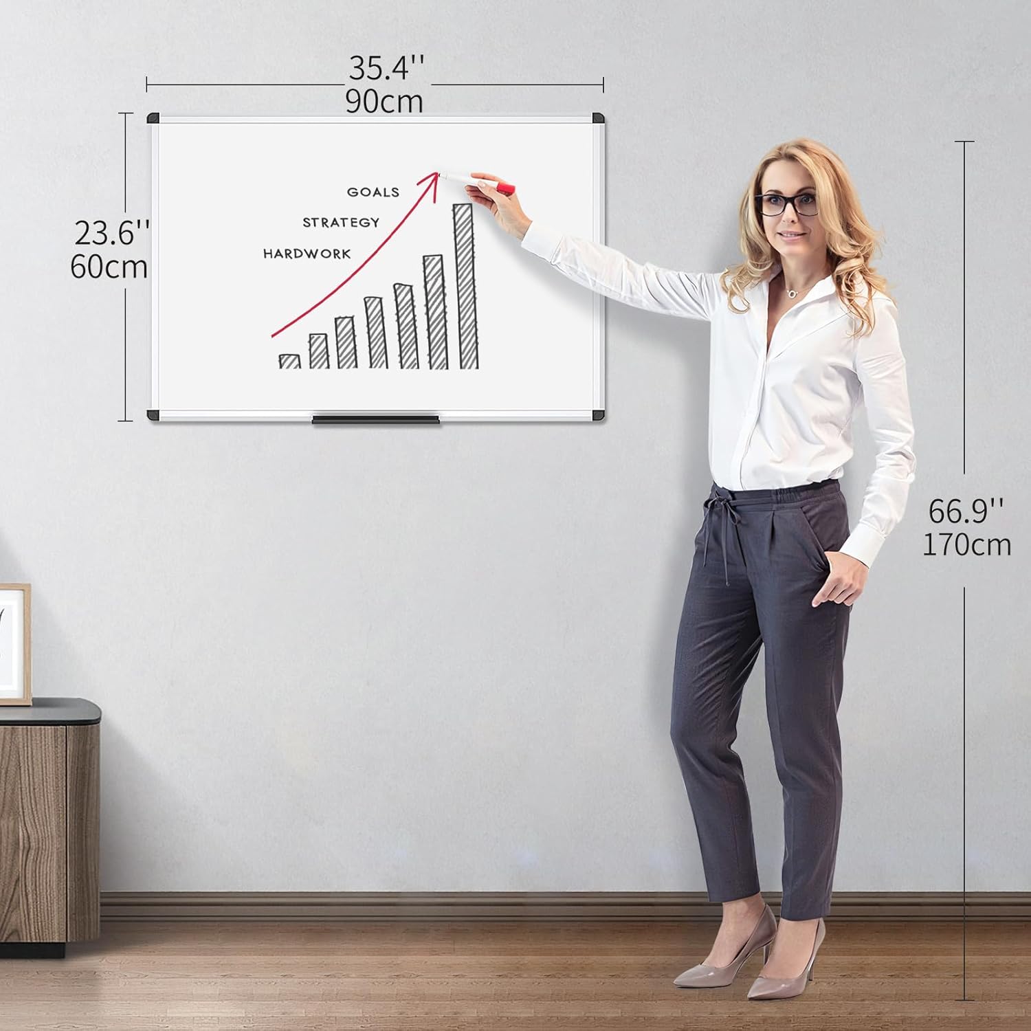 Magnetic Dry Erase Board, 36 X 24 Inches, Silver Aluminium Frame