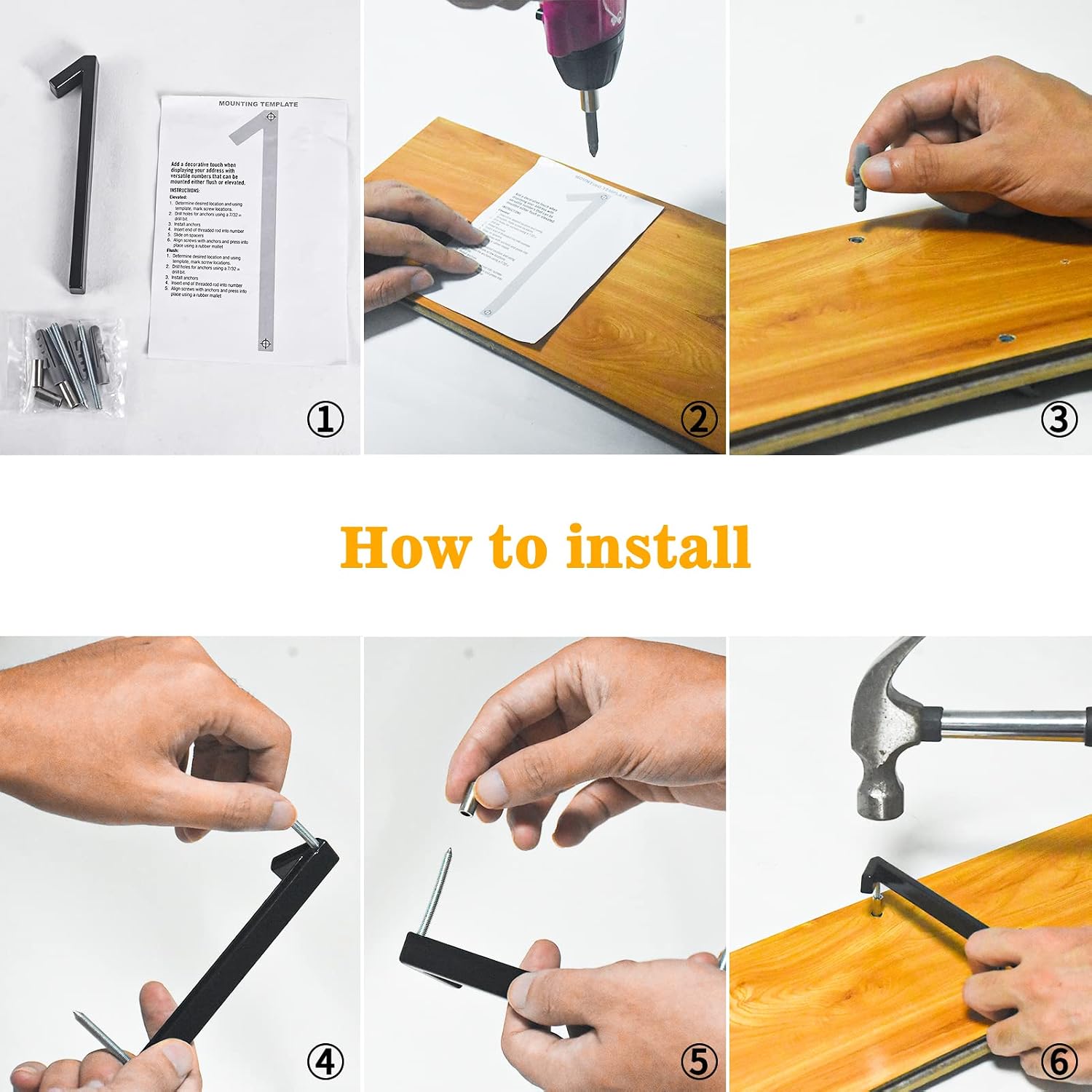 5" Floating Stainless Steel Address House Number (5) | Modern Metal Anti-Rust House Numbers with Nail Kits for Door
