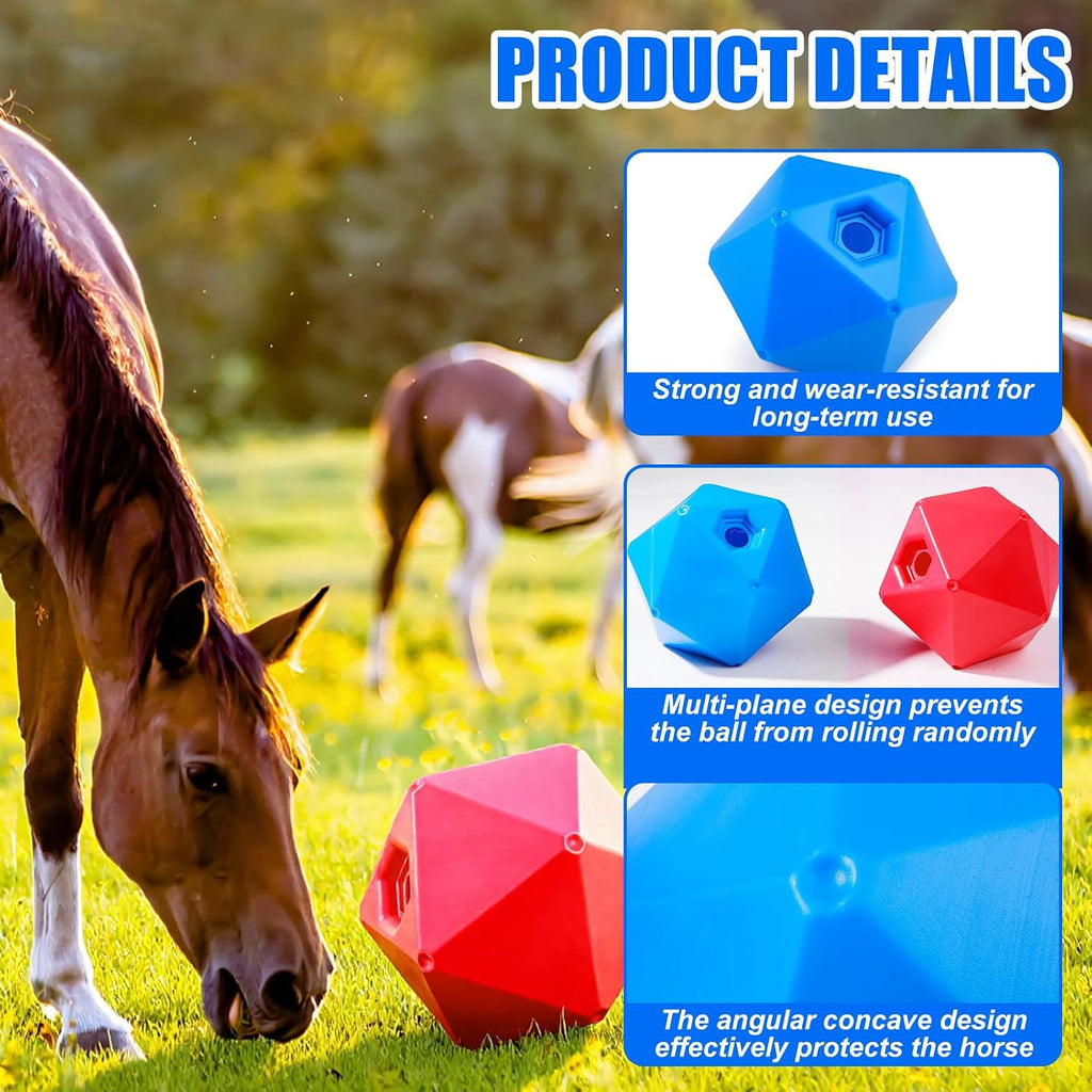2 Pack Horse Treat Ball, 9" Feeder Toy for Horses, Red Blue