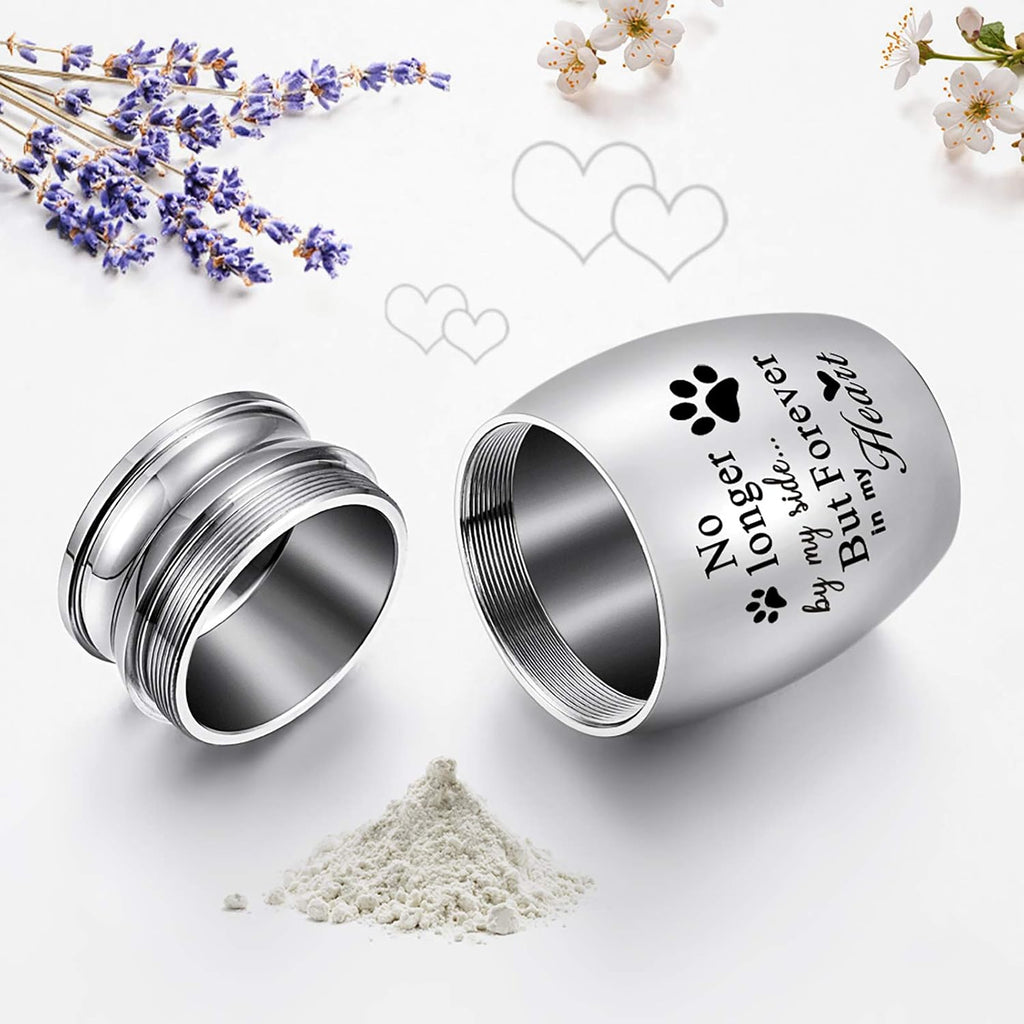 1.57 inches Mini Pet Memorial Small Urns for Dog and Cat Ashes, Stainless Steel Cremation Urn, Pet Paw Print Keepsake