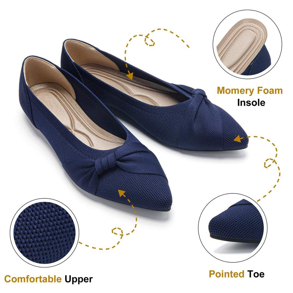 Pointed Toe Flats for Women Ballet Flats Navy US7