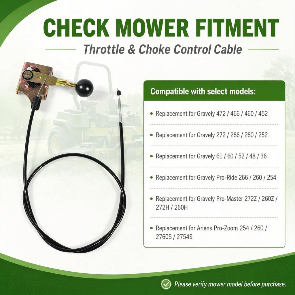 Throttle and Choke Control Cable Replacement for Ride Master Pro-Zoom