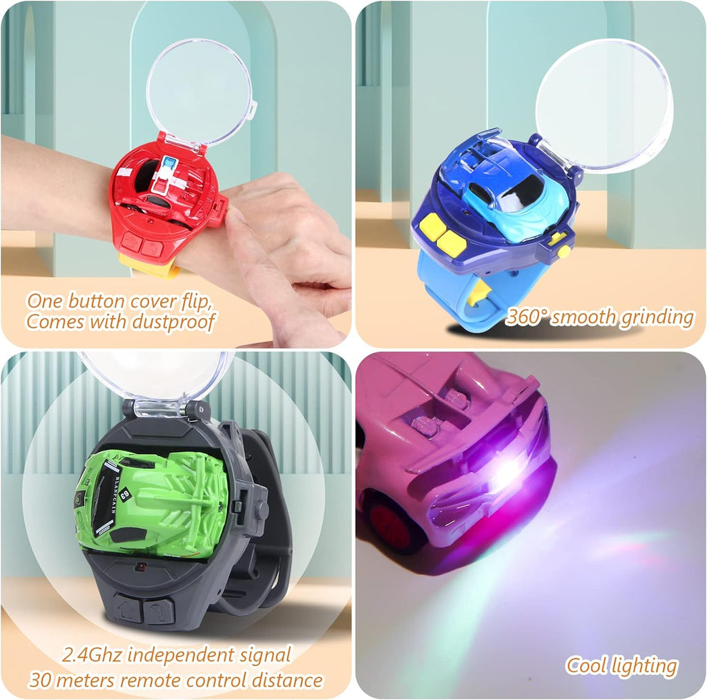 Remote Control Car Watch Toys with LED Light,2.4 GHz Mini Racing Cars Wrist Toy for Kids,RC Small Car Interactive