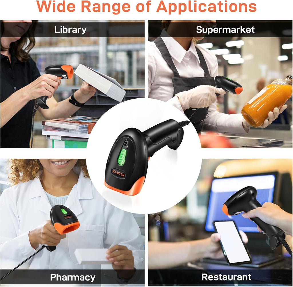 USB Barcode Scanner, 1D QR 2D Wired Handheld Bar Code Reader | Bar Code Scanners with Updated 800 X 600 Pixel CMOS &