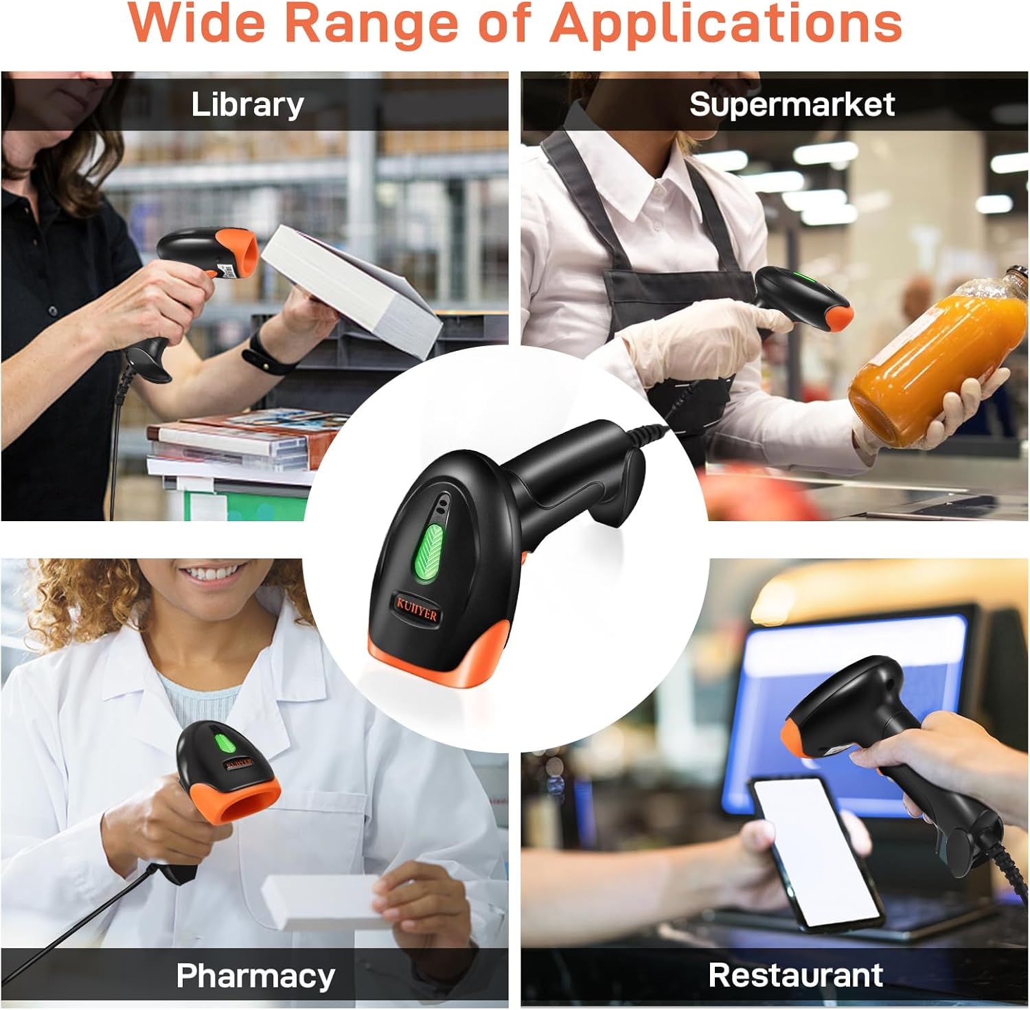 USB Barcode Scanner, 1D QR 2D Wired Handheld Bar Code Reader | Bar Code Scanners with Updated 800 X 600 Pixel CMOS &