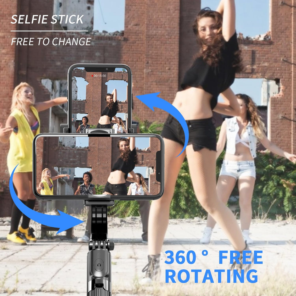 Gimbal Stabilizer for Smartphone ，with Retractable Selfie Stick and Tripod，1-Axis Multifunction Remote 360°Automatic