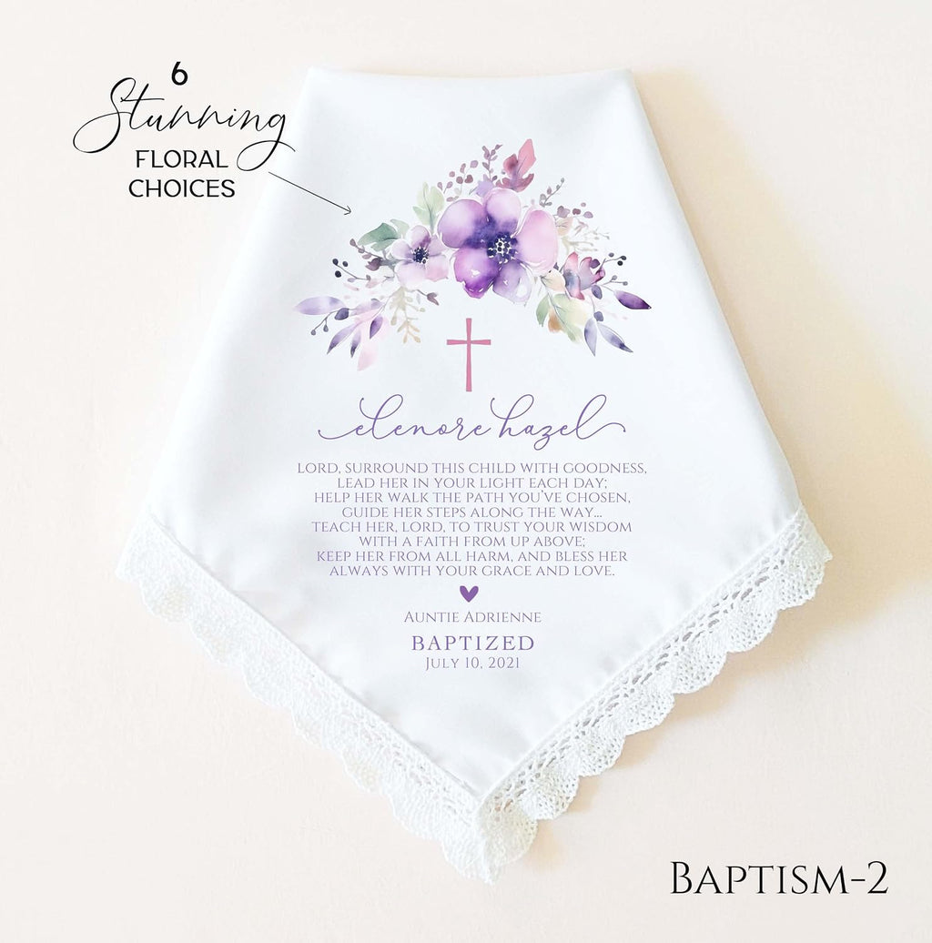 Baptism Gift for Girl, Baby Girl | Christening | Personalized Baptism Handkerchief | Catholic Baptism Gift | Baptism