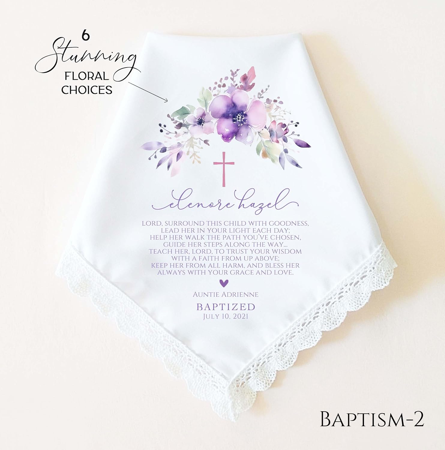 Baptism Gift for Girl, Baby Girl | Christening | Personalized Baptism Handkerchief | Catholic Baptism Gift | Baptism