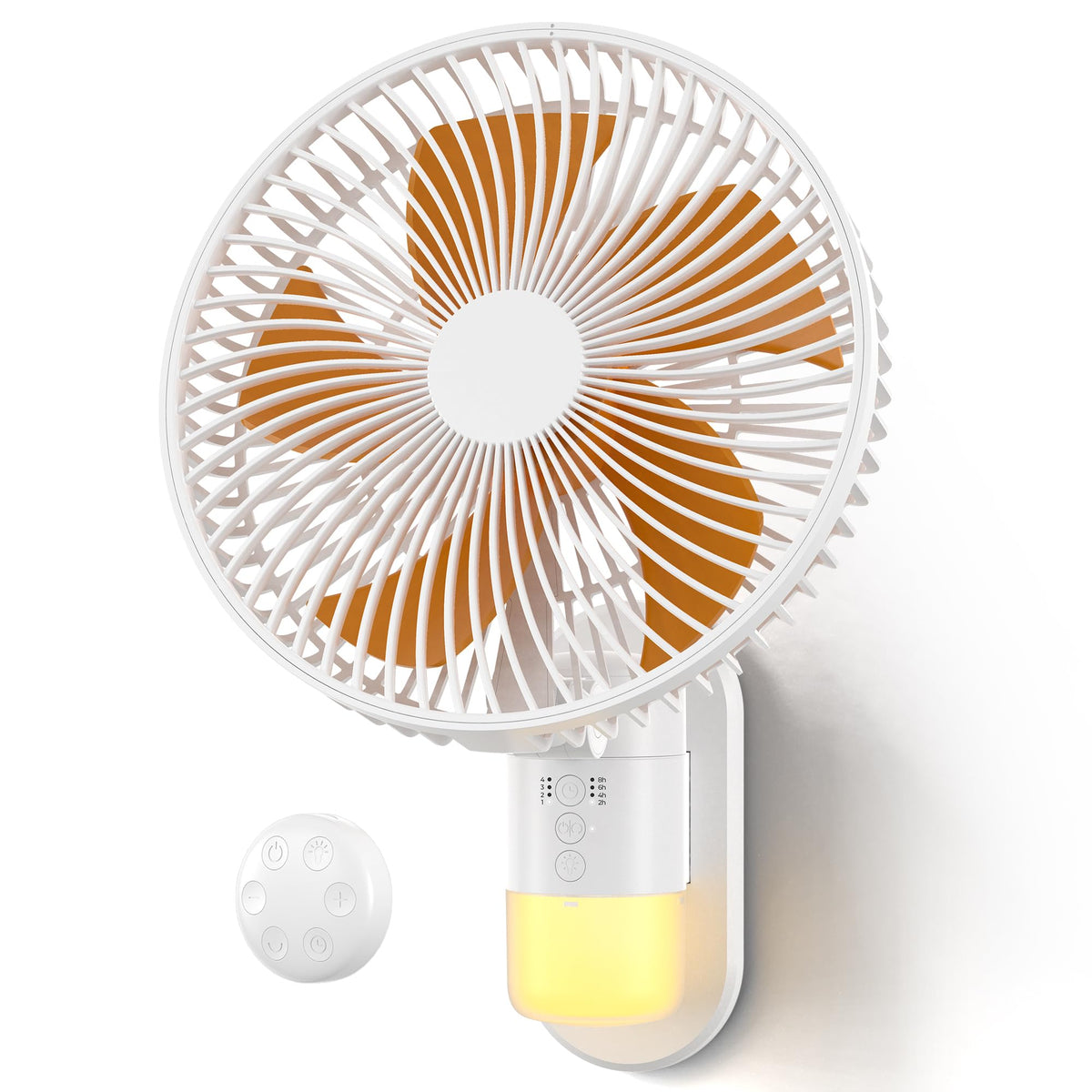 10'' Wall Mount Fan with Remote and Light, Fits Every Scene