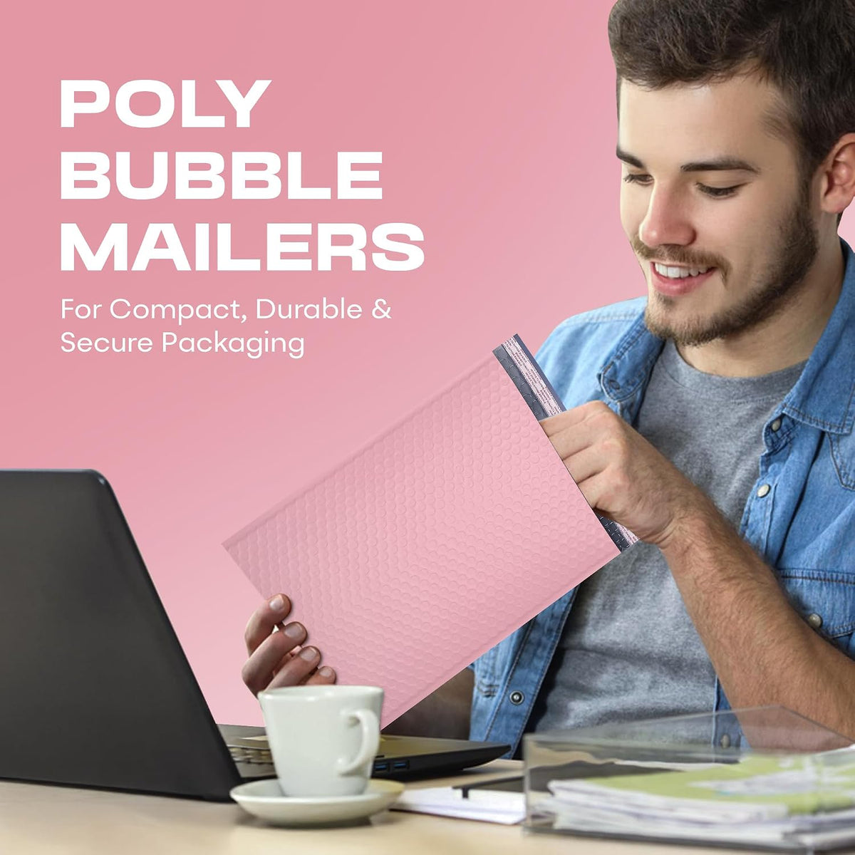 Light Pink Bubble Mailers 12.5x19 Poly Padded Envelopes #6, 50 Pack