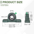 uxcell UCP204 Pillow Block Bearings, 20 mm Bore Self Alignment, (ABEC3)