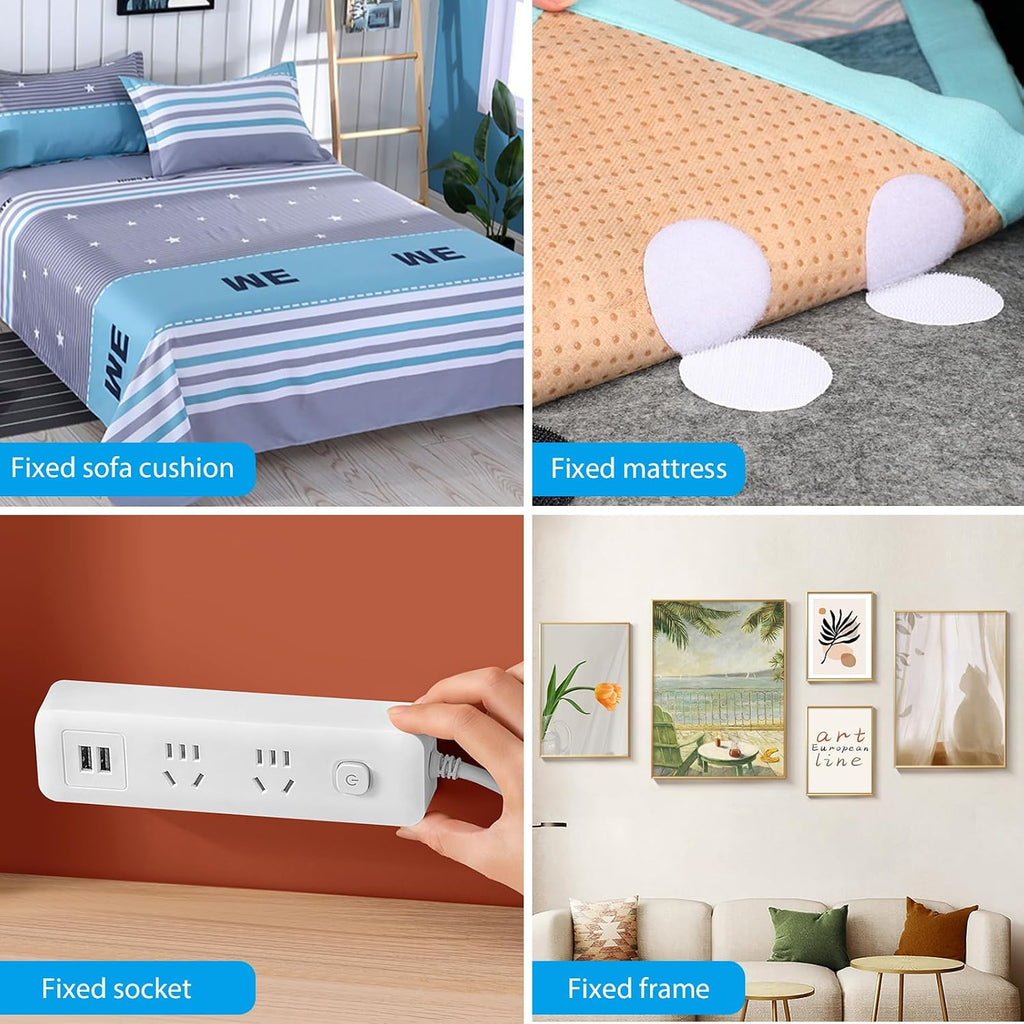24 Pairs 2 Inch Round Hook and Loop Dots Double Sided Self Adhesive Tape White Hook and Loop Fasteners Nylon Sticky