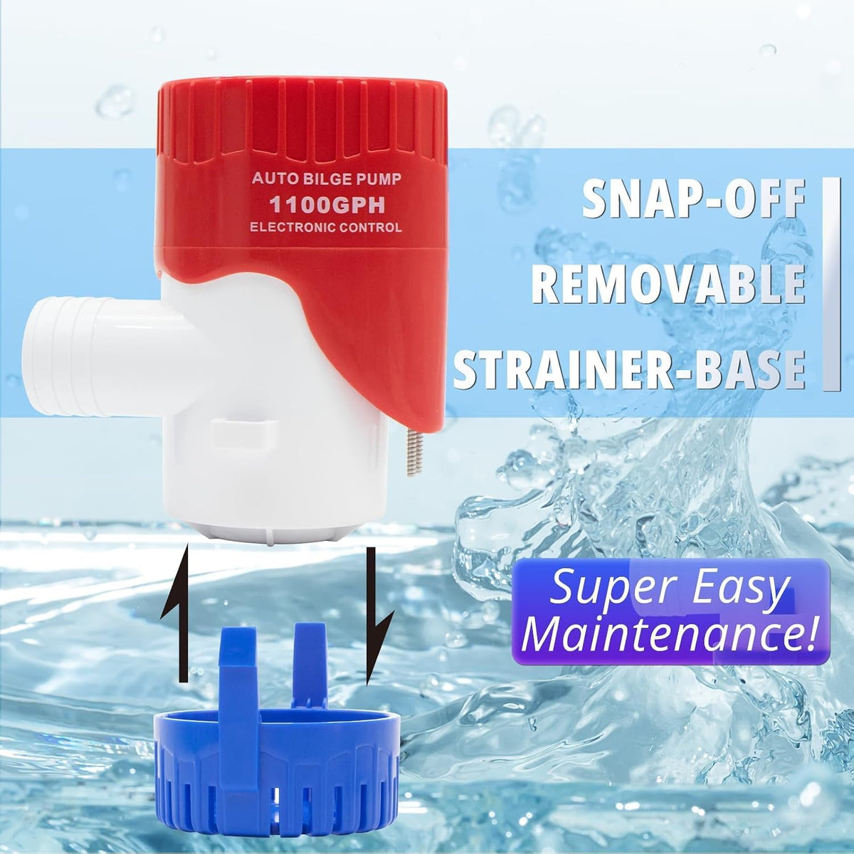 1100 GPH 12V Automatic Bilge Pump with Electronic Sensor