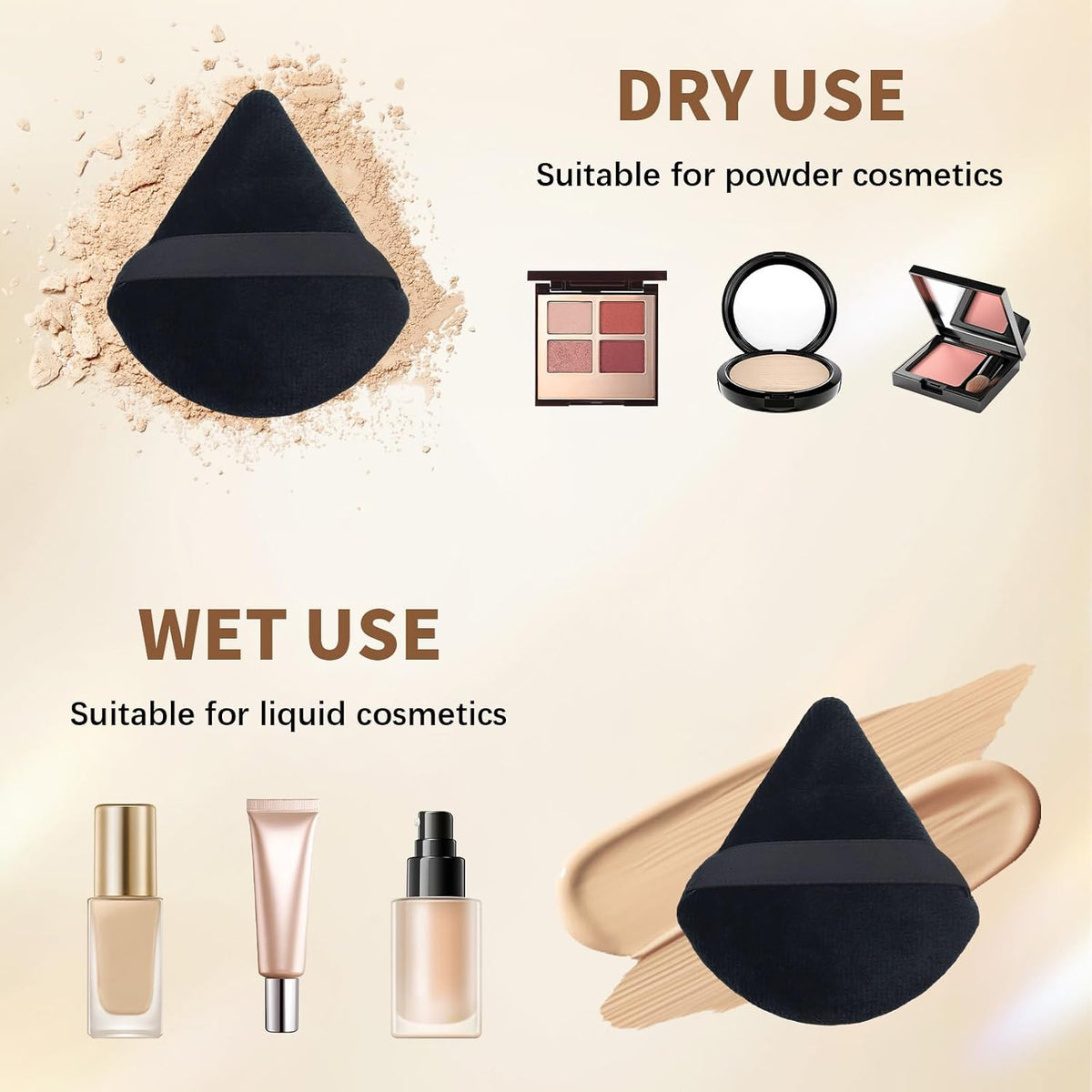 Triangle Makeup Powder Puff, 60pcs Setting Powder Puffs, This Cosmetic Wedges For Face, Under Eyes And Neck, Velvet