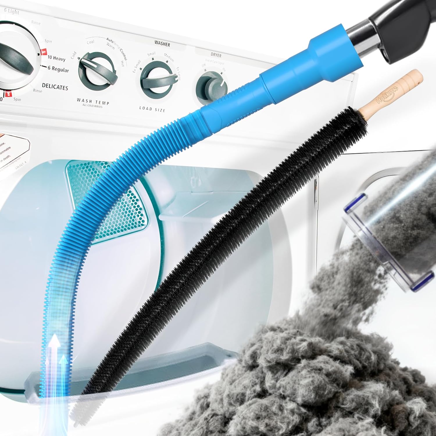 2 Pieces Dryer Vent Cleaner Kit, Dryer Lint Vacuum Attachment and Flexible Dryer Lint Brush, Dryer Vent Vacuum Hose