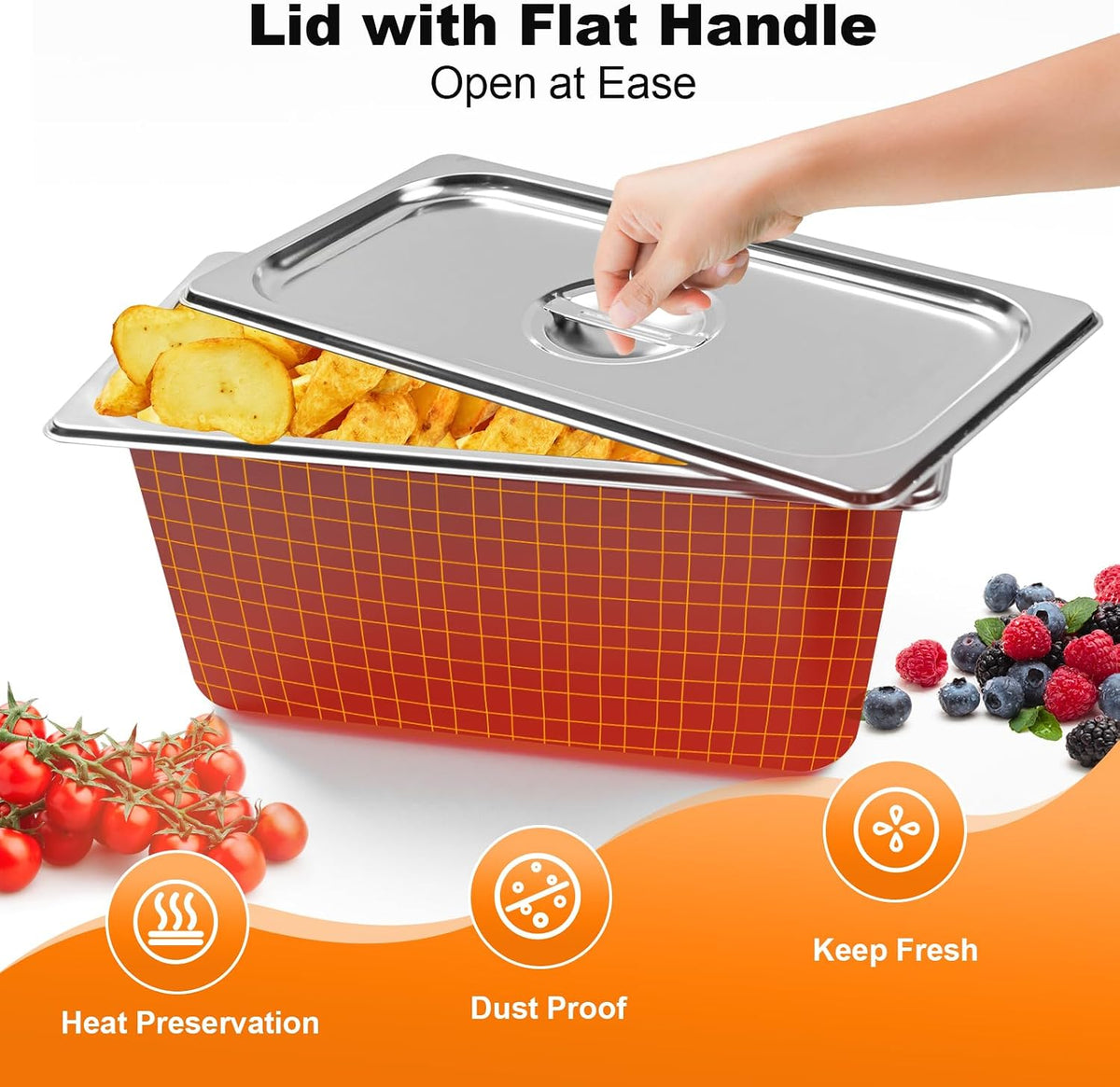 1/3 Full Size 6” Deep Stainless Steel Hotel Pan Steam Pans 8PCS with Lids