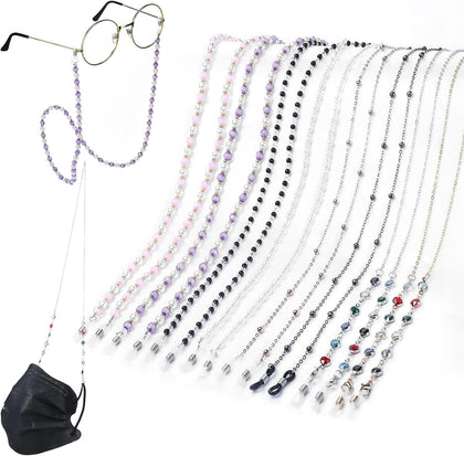 8 Pcs Eyeglass Chains Beaded Glasses Chain for Women Stylish Elegant Sunglasses Strap Holder Around Neck