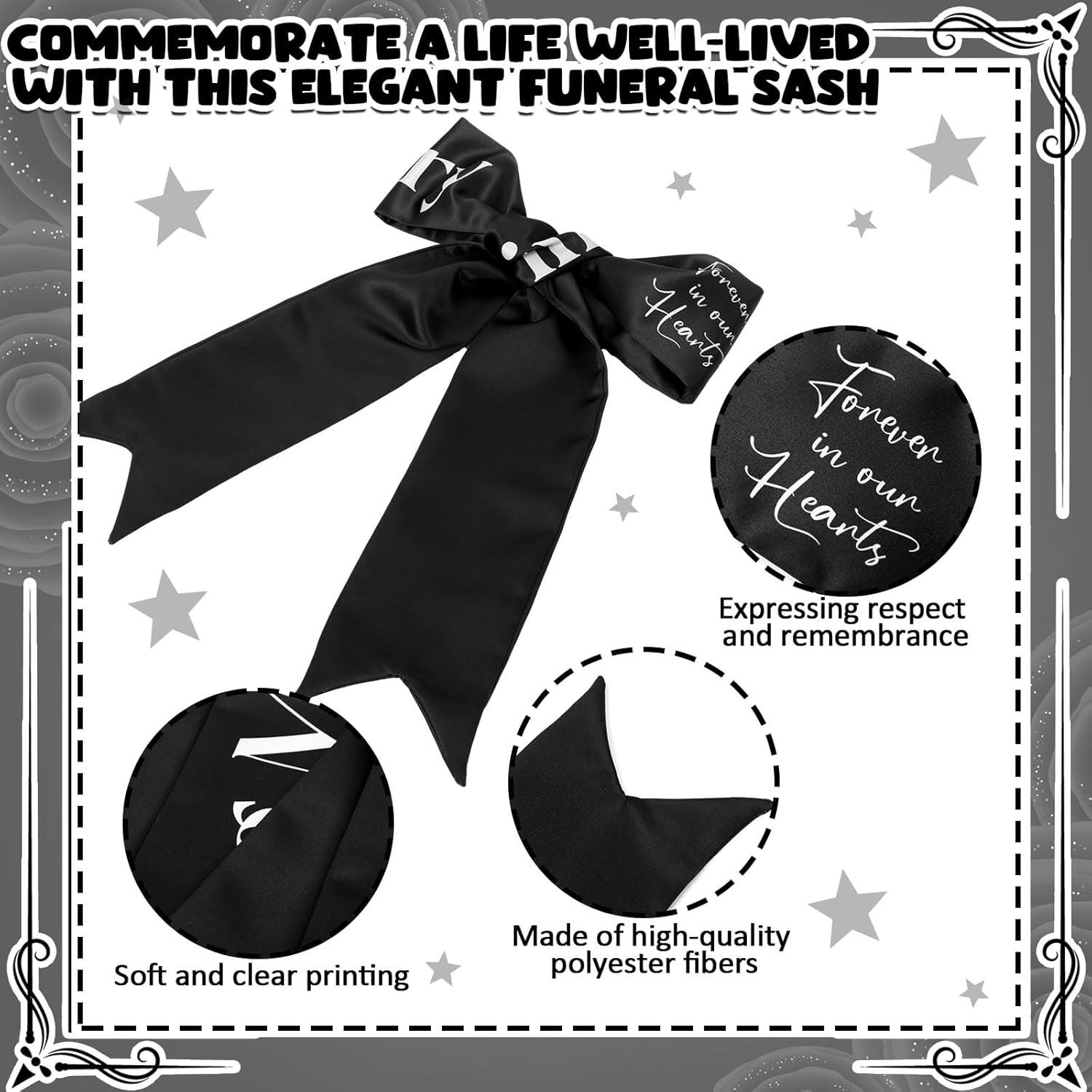 Funeral Sash Memorial Wreath Sash Funeral Ribbon Celebration of Life Ribbon for Casket or Wreath Flowers Memorial