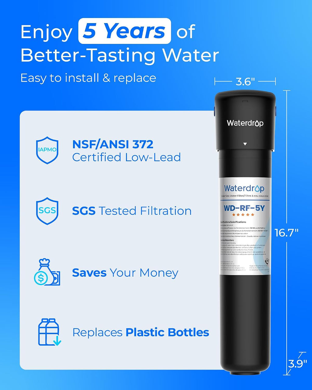 UA-5Y 5-Year Under Sink Water Filter System, Ultra Long Life