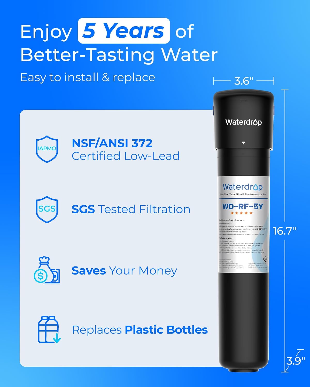 UA-5Y 5-Year Under Sink Water Filter System, Ultra Long Life