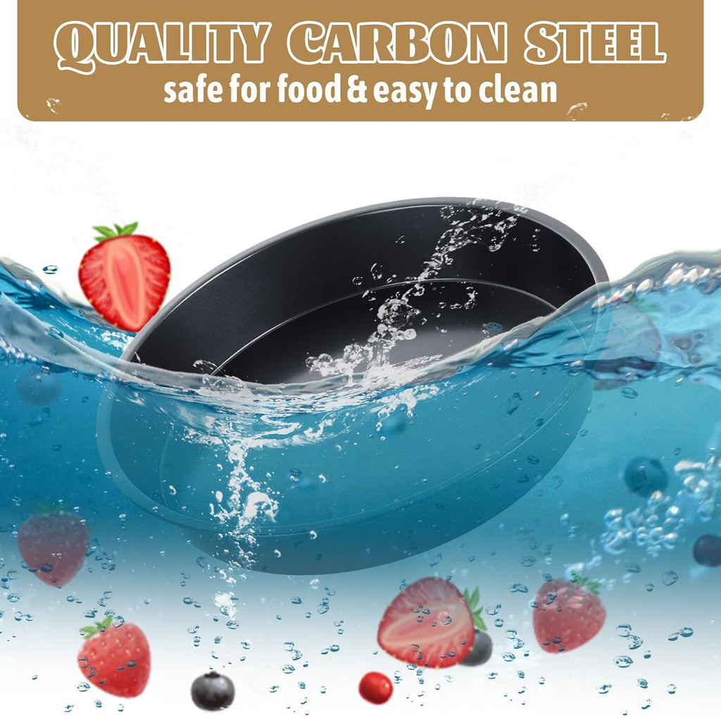 6 Pack Deep Dish Pizza Pan Personal 10 Inch Pizza Pan Set Round Pizza Pan for Oven Non Stick Pizza Plates Carbon