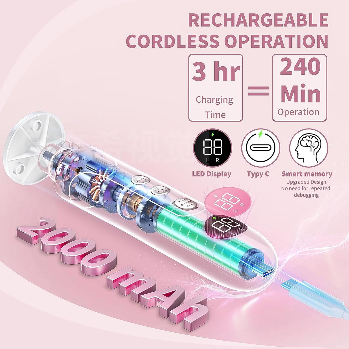 Electric Nail Drill Kit, Cordless