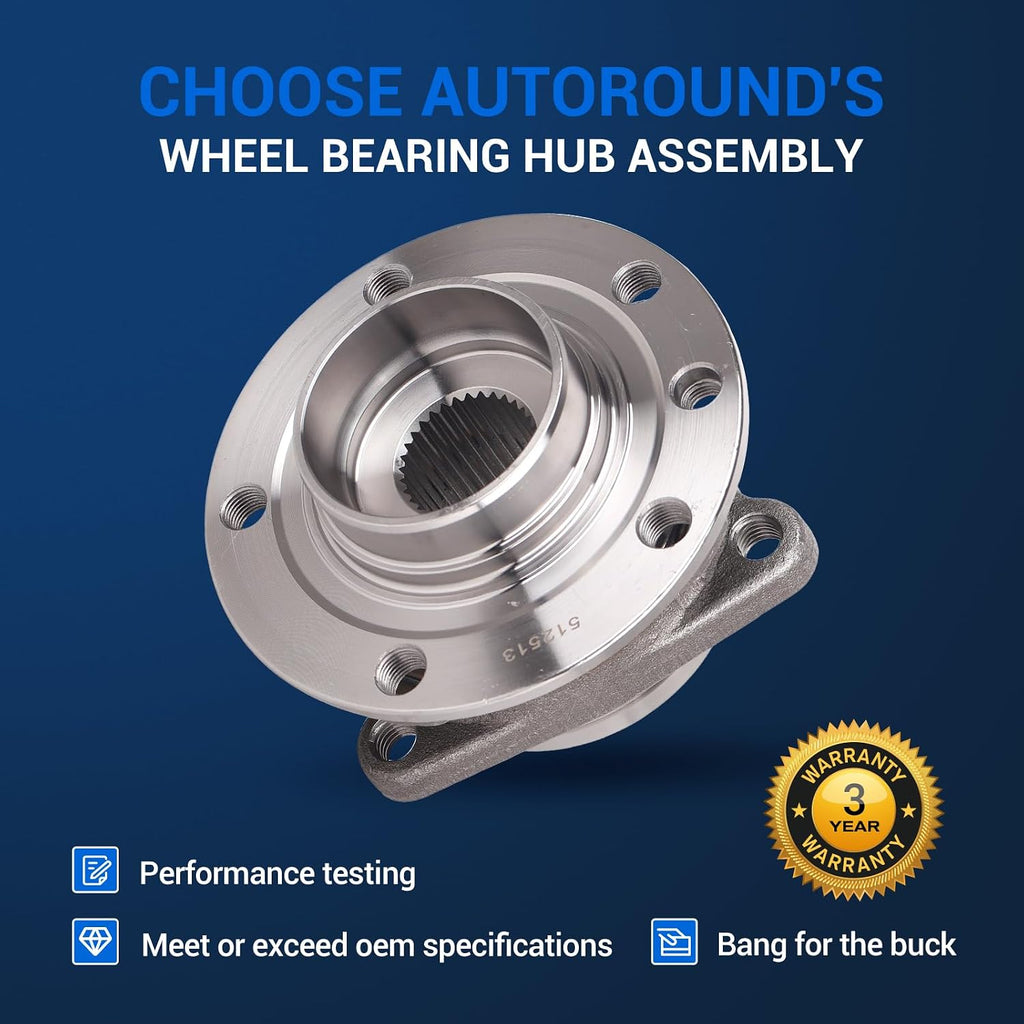 Autoround 512513 Front/Rear Wheel Hub Assembly Fits 2014-2023 Jeep Cherokee