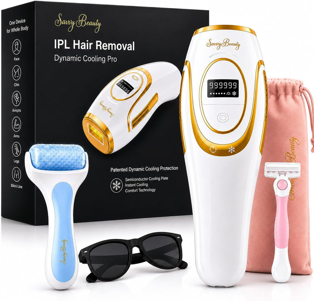 IPL Hair Removal Device for At Home Use - Permanent Hair Reduction for Women and Men with Dynamic Cooling Function