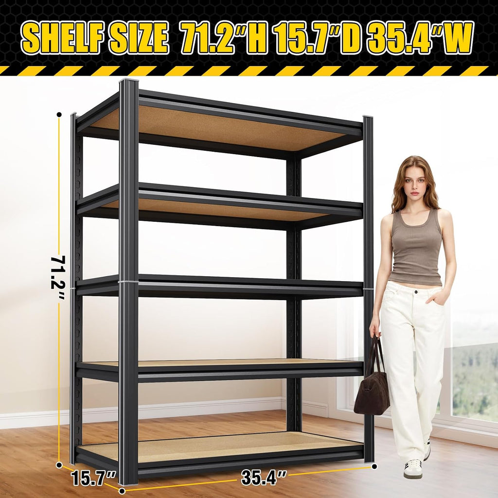 71.2" H Garage Shelving Heavy Duty Storage Shelves, Metal Adjustable Shelving Unit, Utility Garage Organizer Shelf