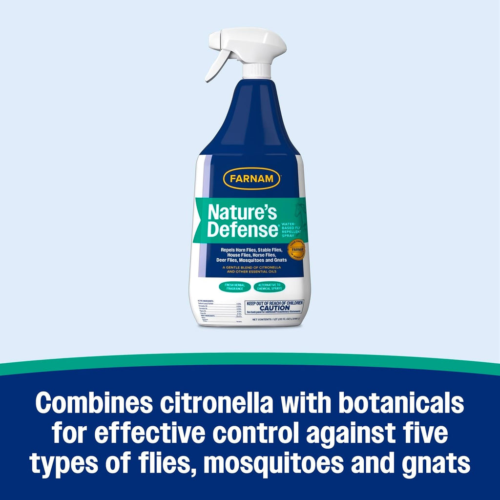 Nature’s Defense Botanical Fly Repellent Spray for Horses, 32 oz