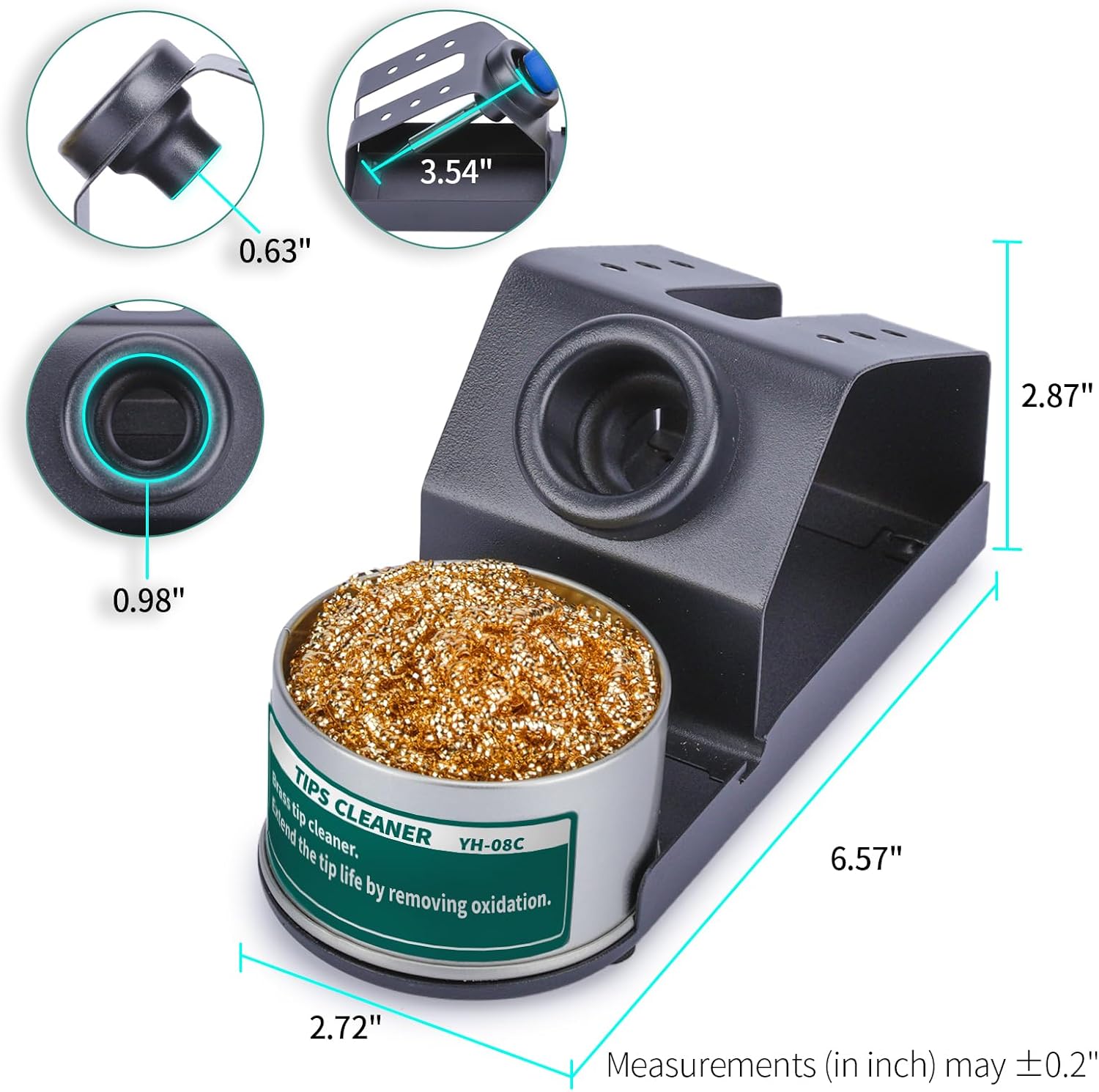 D-2 Soldering Iron Holder, Heat-resistant Tip Cleaner with Brass Wool Tip Cleaner and Cleaning Sponge for Stable