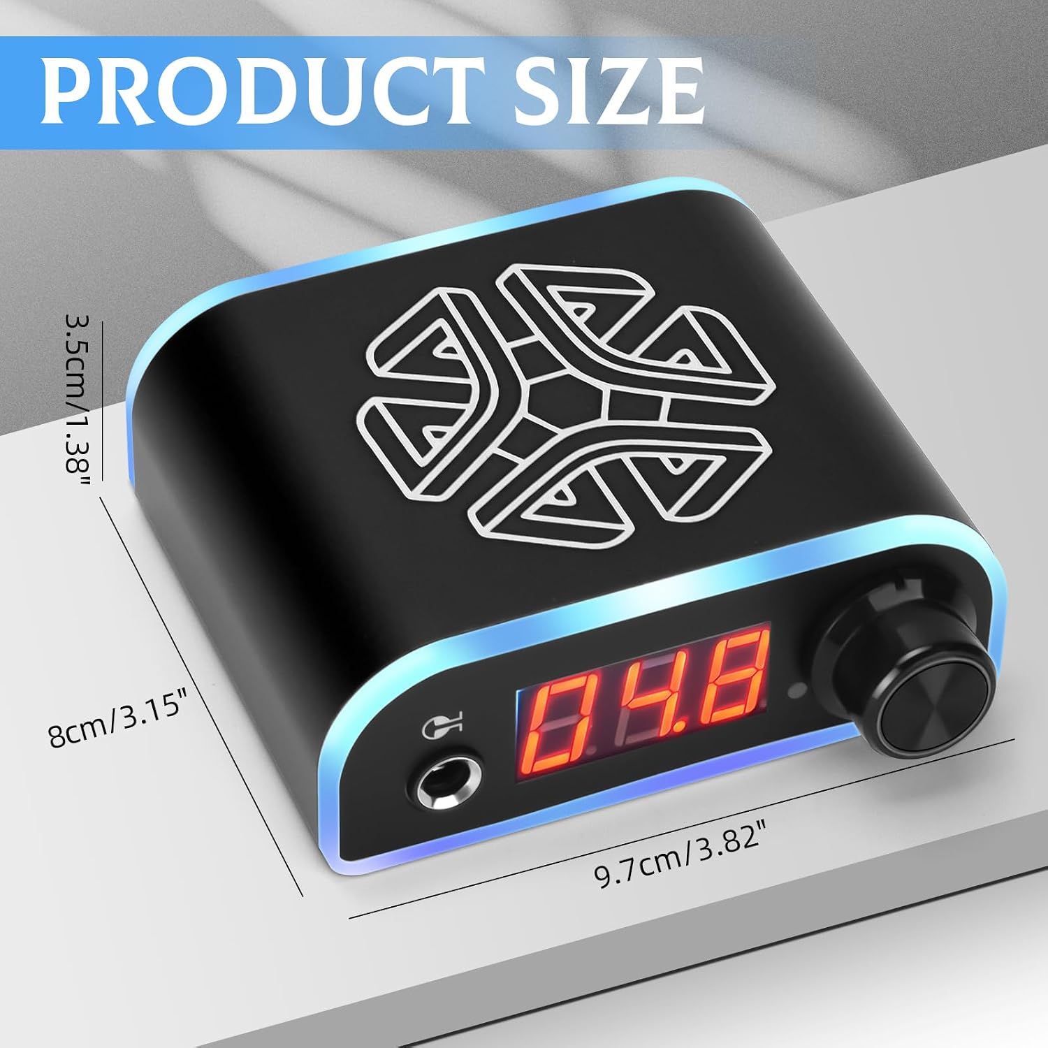 Tattoo Power Supply with Tattoo Pedal Colorful Light Power Cable for Tattoo Machine Pen Liner and Shader (Black)
