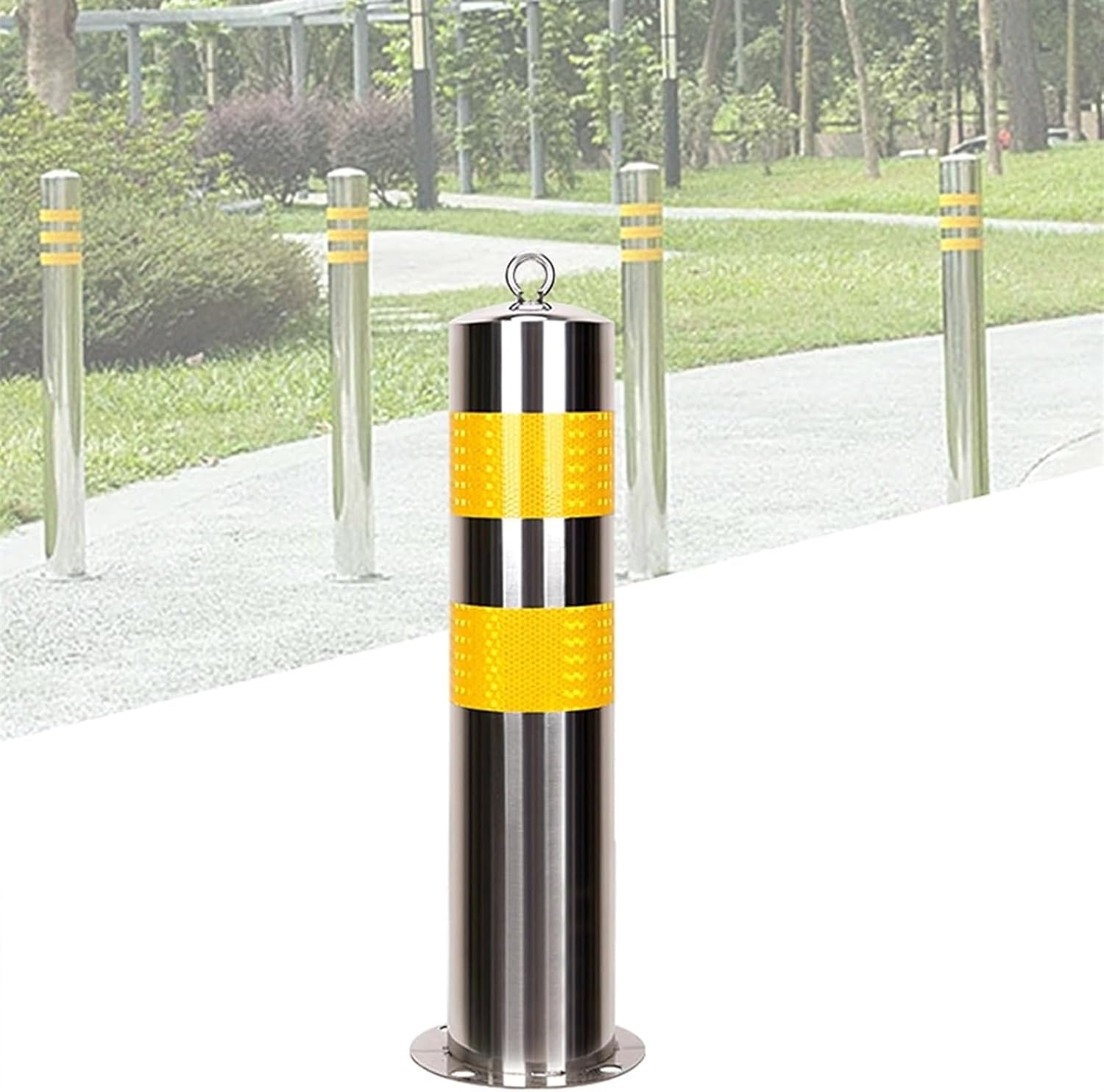 Stainless Steel Parking Barrier Cones & Bollard Posts - Durable Traffic Safety Block for Garage & Bus Stops, 4