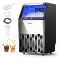 Commercial Ice Maker, 120lbs/24H, 33lbs Bin, Mirror-Polished Steel