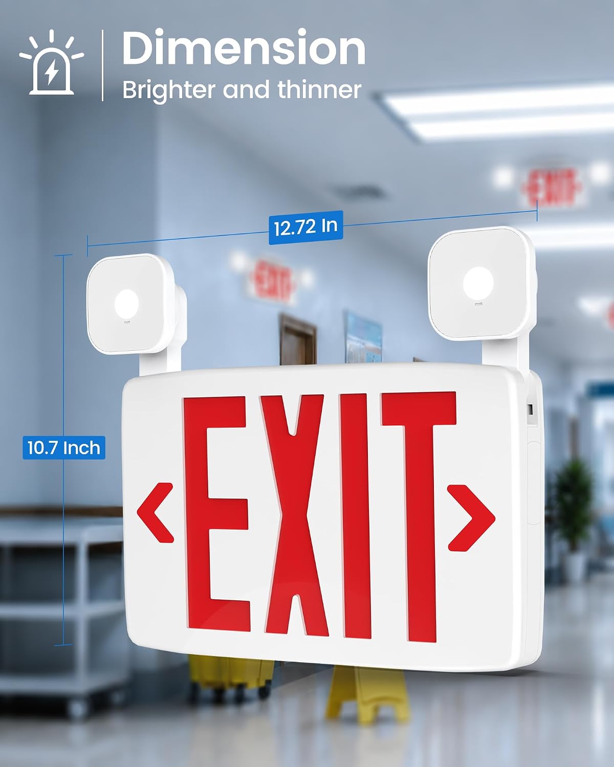 Exit Signs with LED Emergency Lights & Backup Battery, UL Listed, 2-Pack