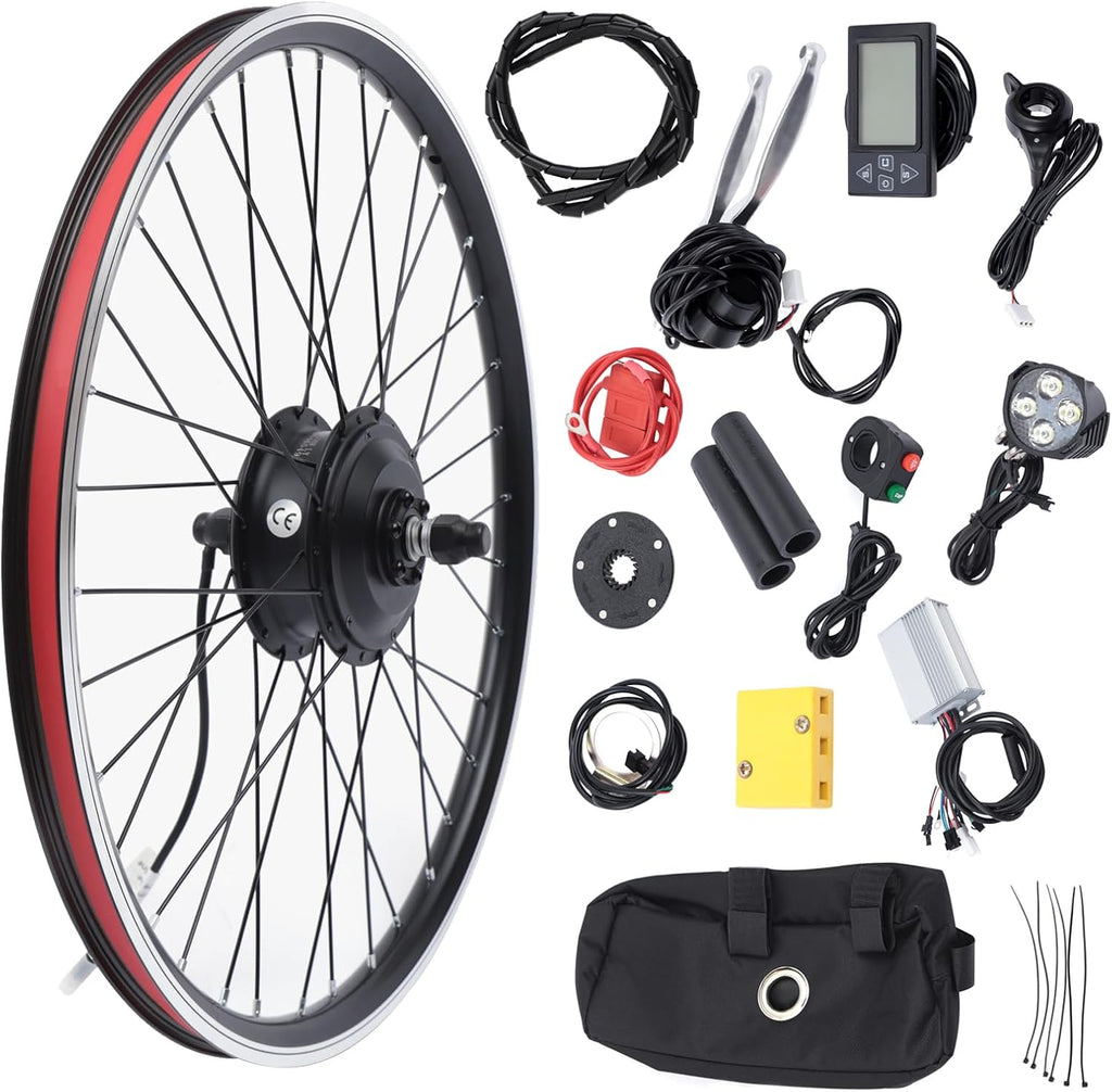 36V 350W Electric Bike Conversion Kit 26" Front Wheel E-Bike Motor Hub Motor Set 5 Speed Adjustable 35 Km/H Electric