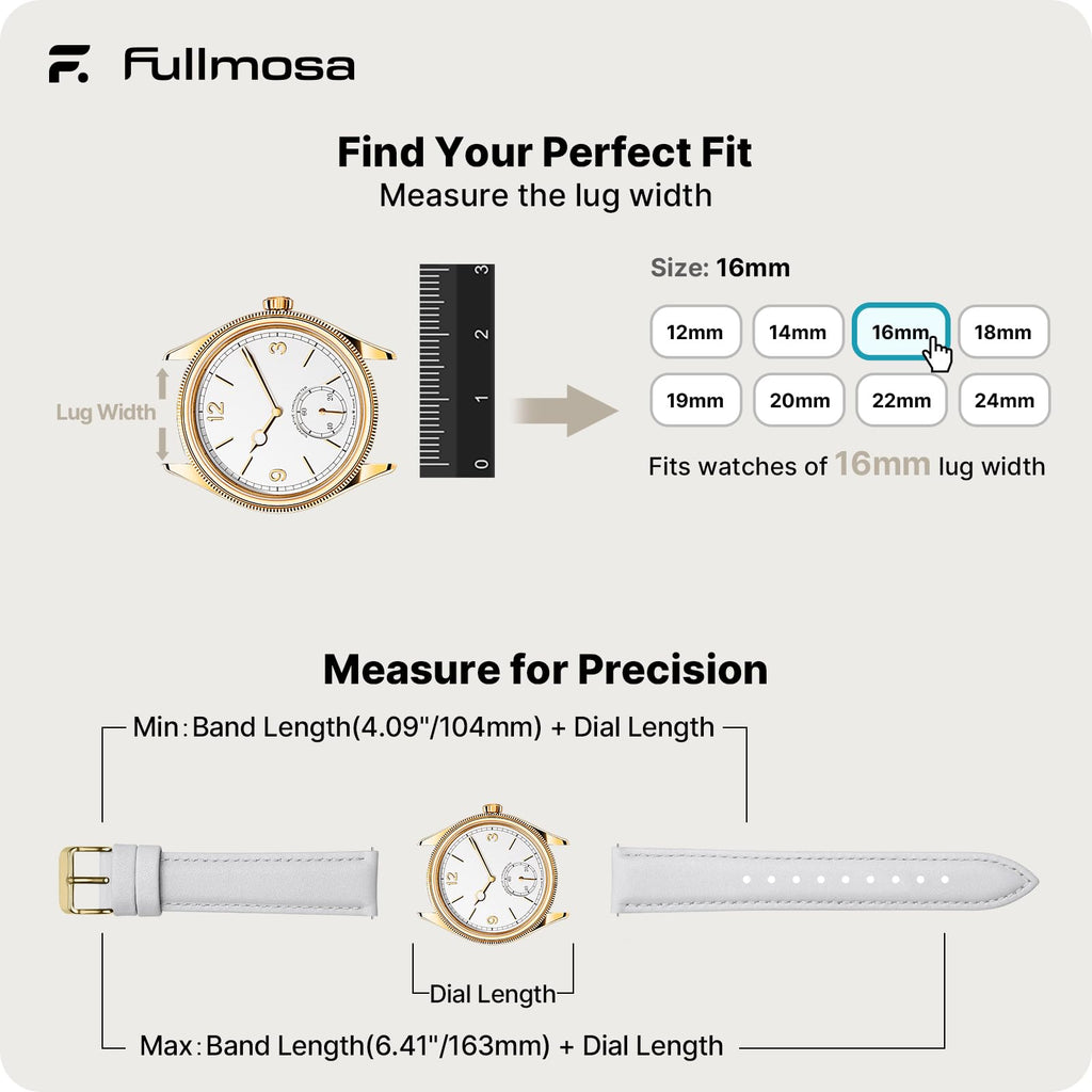 16mm Quick Release Leather Watch Band