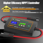 10A 12V MPPT Solar Charge Controller with LCD Display, Intelligent Solar Panel Controller Portable Solar Panel