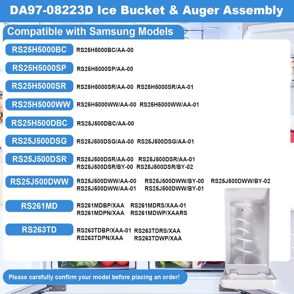 DA97-08223D Ice Bucket & Auger Assembly for Samsung Refrigerator Ice Maker