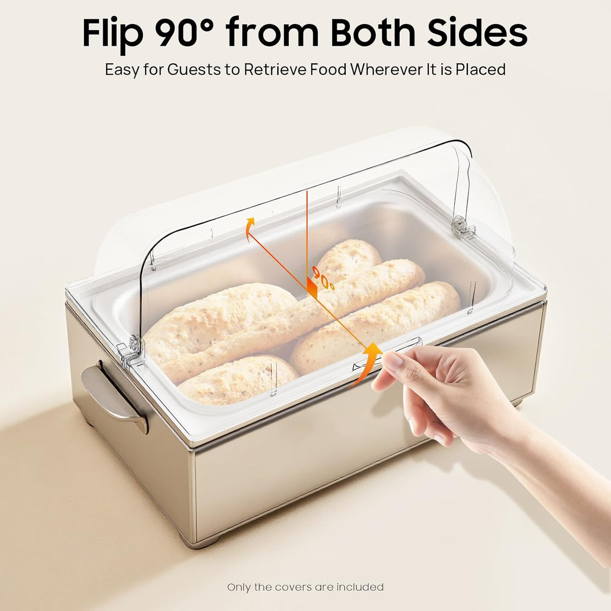 Clear Chafing Dish Covers Full Size Cover Lid, Roll Top Display Chafing Dish Wind Guard for Cupcake Dessert Cake