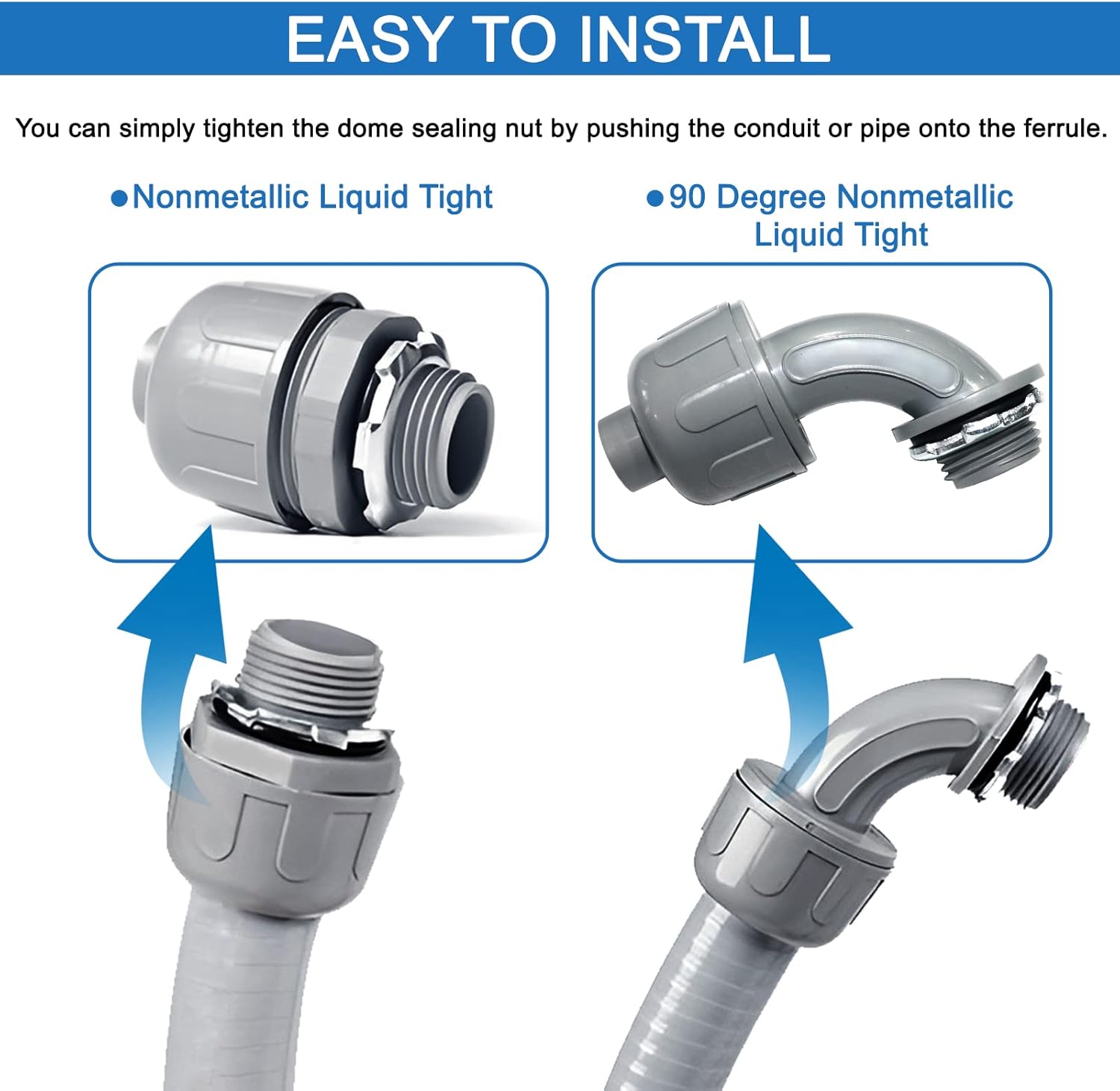 Liquid-Tight Conduit and Connector Kit 1/2 Inch 25 Ft,Flexible Non Metallic Liquid Tight Electrical Conduit UL