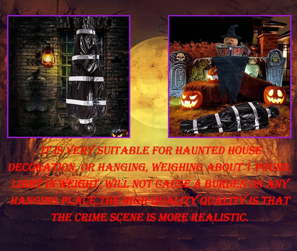 Halloween Decorations Corpse Dead Victim Props 60 inch Hanging Dead Body Decorations Scary Fake Corpse in Bag Indoor