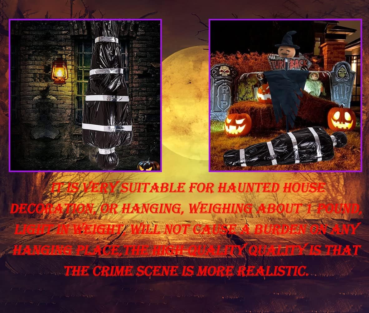 Halloween Decorations Corpse Dead Victim Props 60 inch Hanging Dead Body Decorations Scary Fake Corpse in Bag Indoor