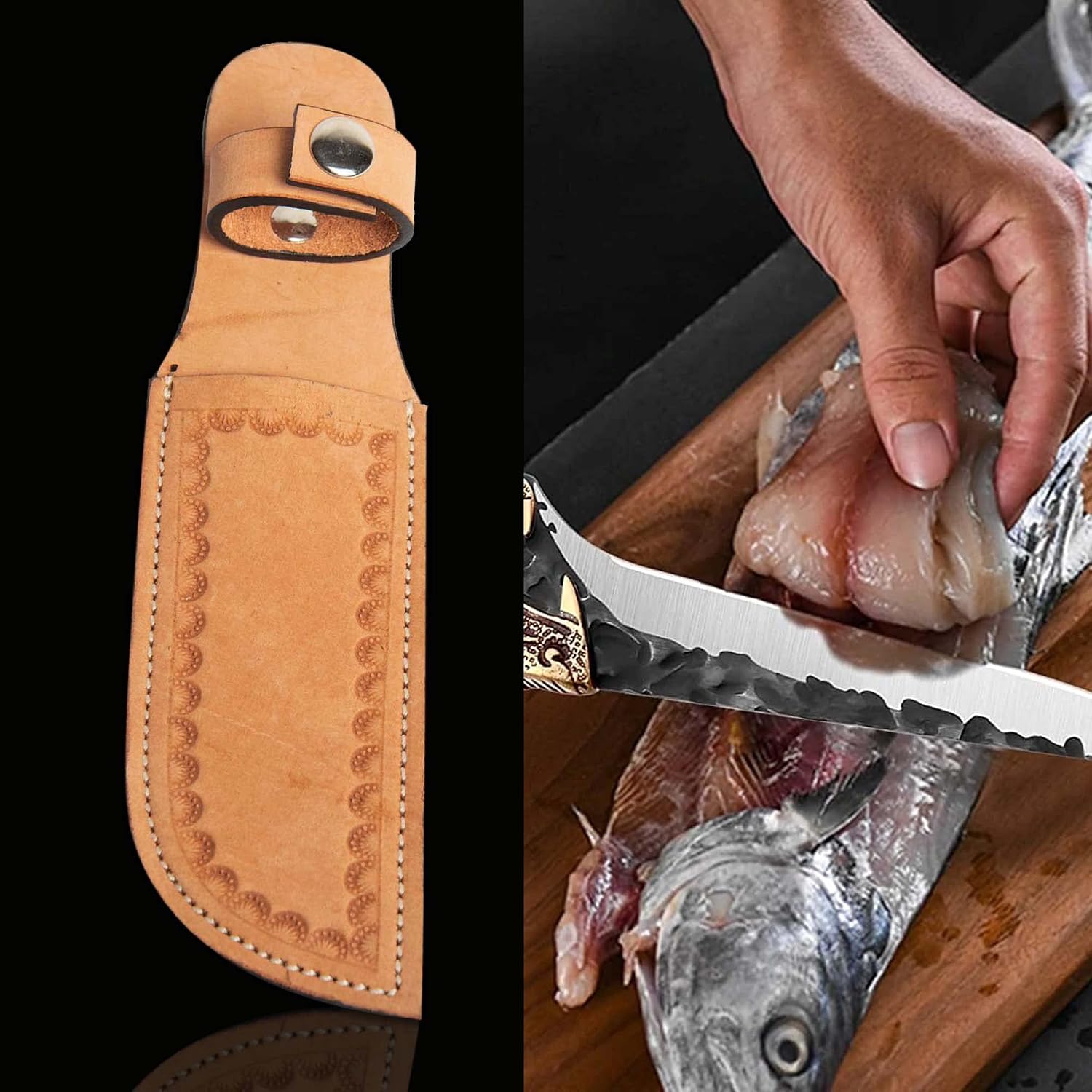 Genuine Leather Knife Sheath – Handmade Leather Knive Holder with Belt Loop, Fits 4-10" Blade – Fixed Blade Knife