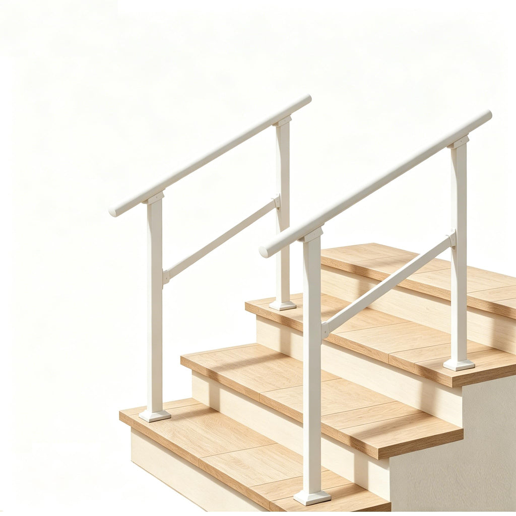 2 Pack Hand Rails for Outdoor Steps,3 Step White Railing Kit