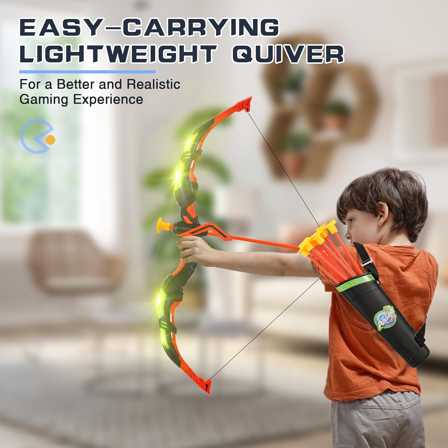 Bow and Arrow Set for Kids, 2-Pack LED Light Up Archery Set for Boys Girls | with 20 Suction Cup Arrows,Standing
