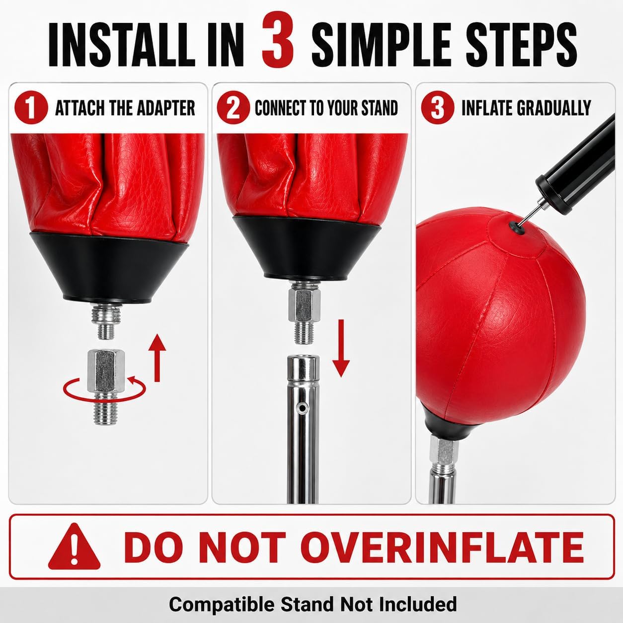 Heavy-Duty Punching Bag Replacement – Desktop, Pedestal & Floor, No Stand | Updated with Universal Adapter for