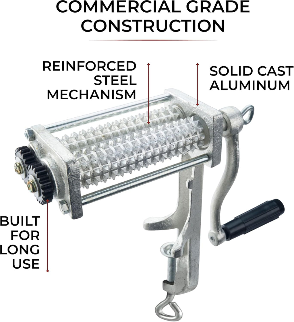 Manual Meat Tenderizer Heavy Duty – Commercial Rolling Cuber Tool Steak Flatten Tool Meat Tenderizer Grinder Clamp-on