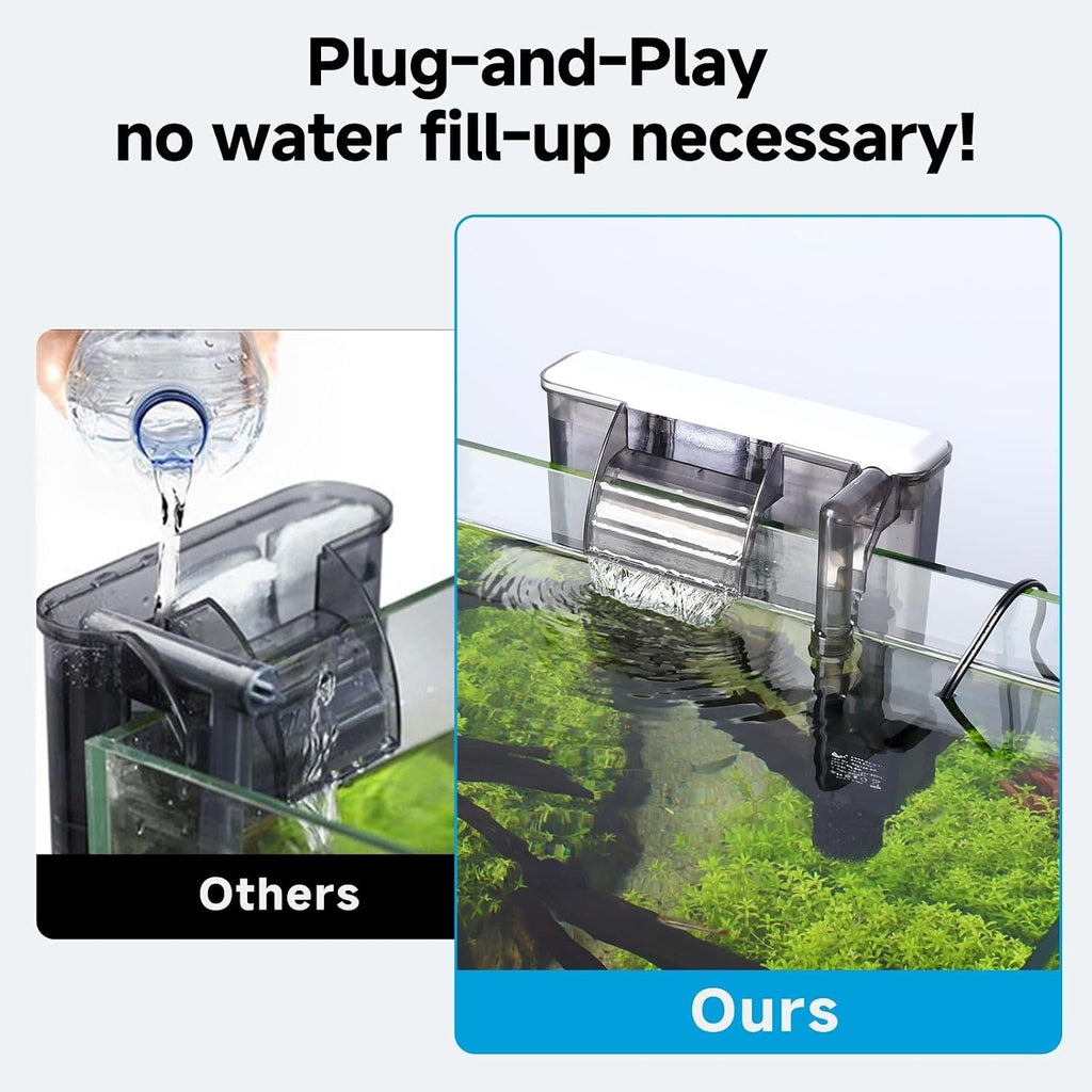 Quiet 20-30 Gallon Fish Tank Filters, Hang on Back Aquarium Filter | Auto Start HOB Filter Adjustable Flow