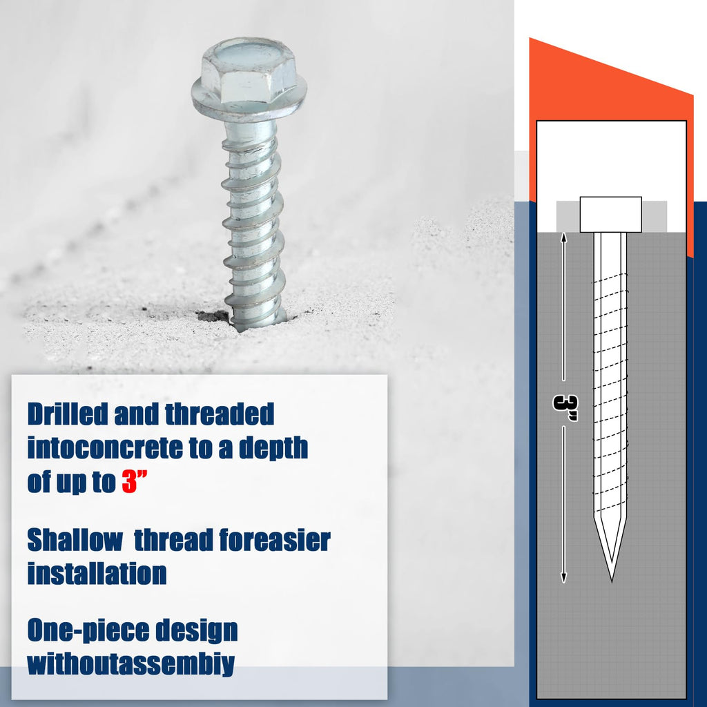 50 Pack 5/16 x 3 Concrete Anchors and Screw Kits Galvanized